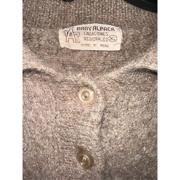 100% BABY ALPACA 3 BUTTON PULL-OVER polo LONG SLEEVE SWEATER Youth XL - Picture 1 of 4